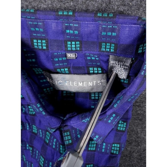 Basic Elements Shirt Mens XL Regular Blue Button Up Long Sleeve Y2K Vintage - Picture 11 of 11
